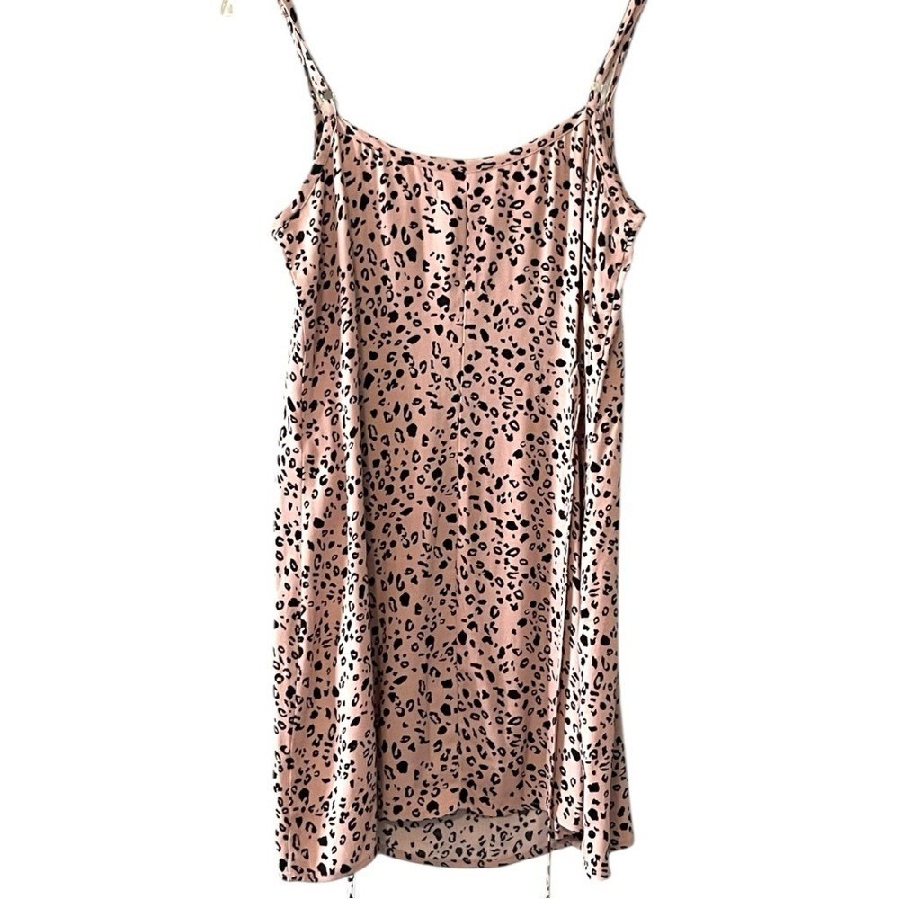 Reformation Leopard Slip Mini Dress Women Size M Pink Black Excellent Scoop Neck - Picture 5 of 8